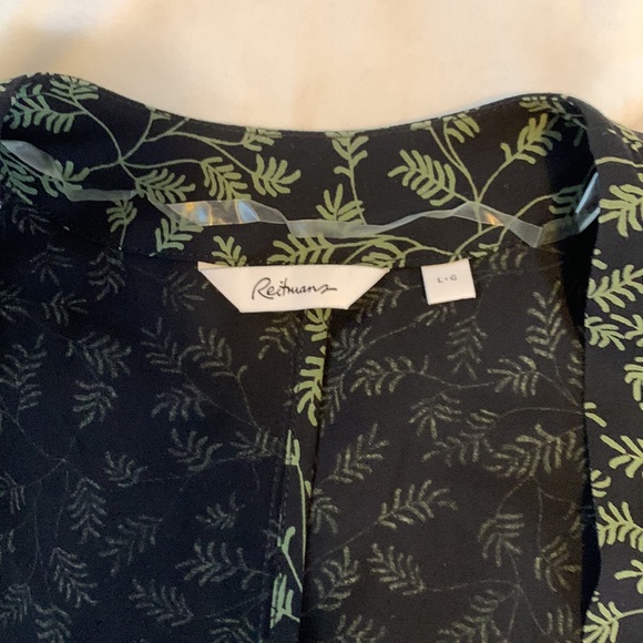 Kimono jacket, Green leaf print on black, Size L. - Picture 2 of 6